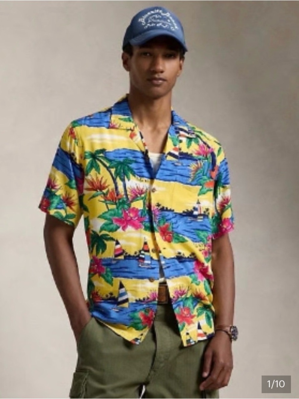 Polo Ralph Lauren Mens XXL Classic Fit Tropical Print Hawiian Woven Camp NWT $16